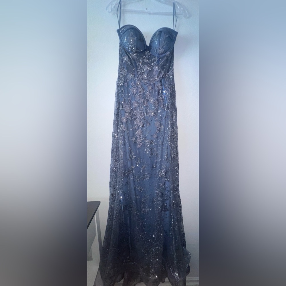 Elegant Blue Sequin Gown